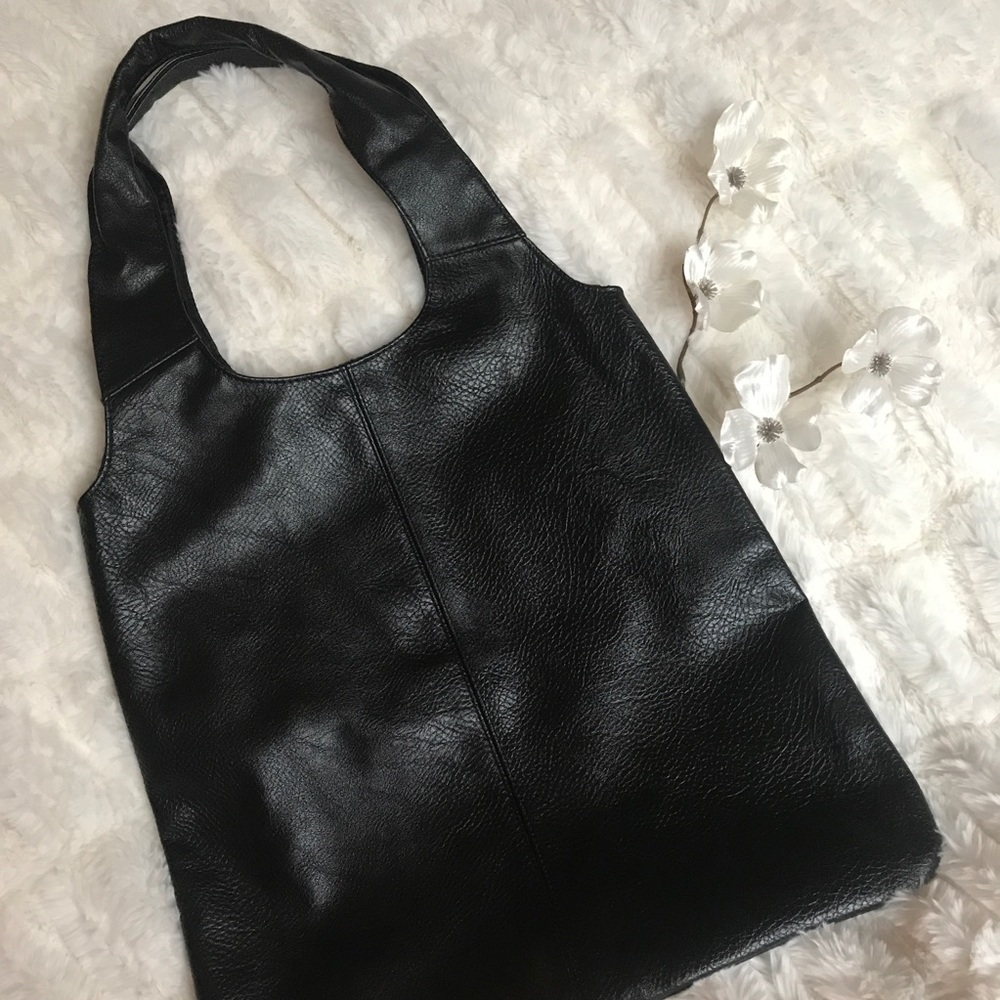 Black Faux Leather Hobo Satchel!